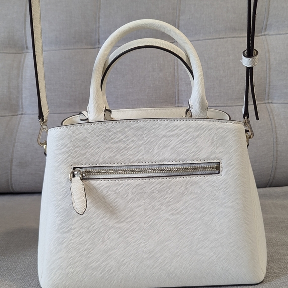 NEW DKNY White Gold Paige Genuine leather Medium Satchel, with convertible strap - Picture 3 of 14